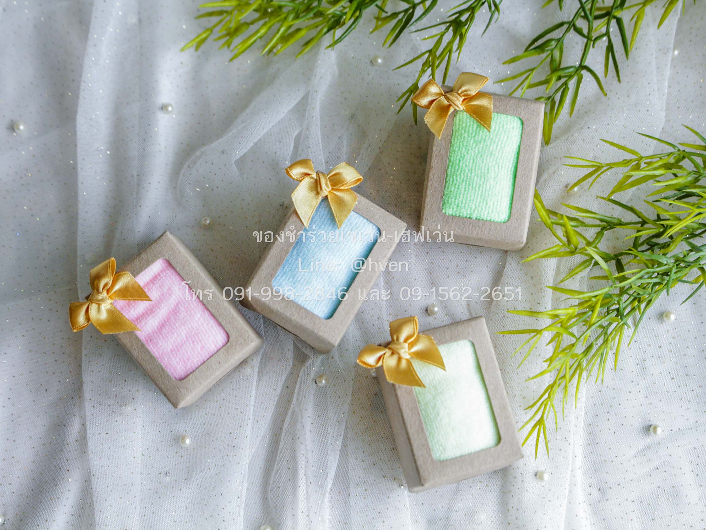 ของชำร่วยงานศพ ผ้าเช็ดหน้านาโนในกล่องคราฟท์