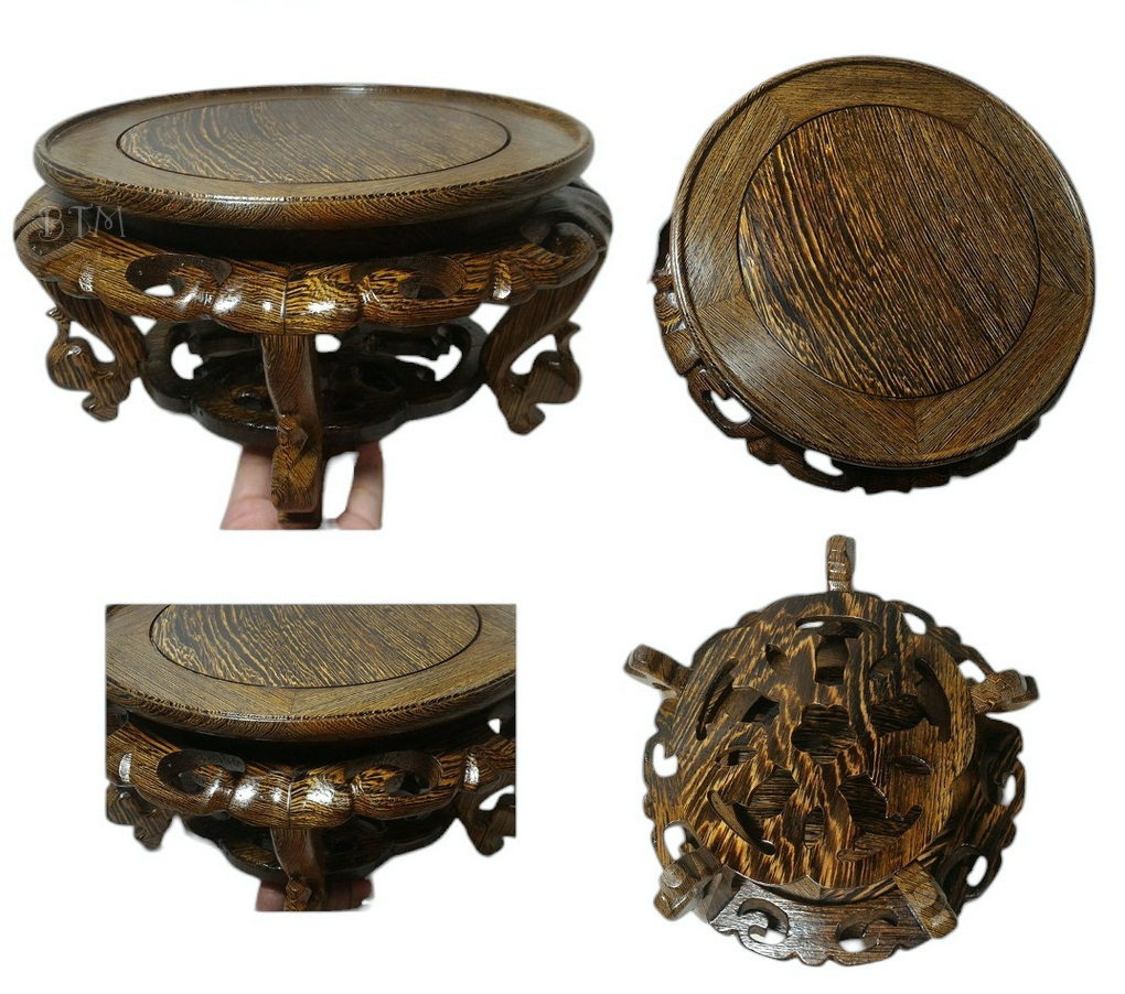 กี๋หรือฐานไม้ ทรงกลม ขานก(เคลือบเงา)--BPT108--