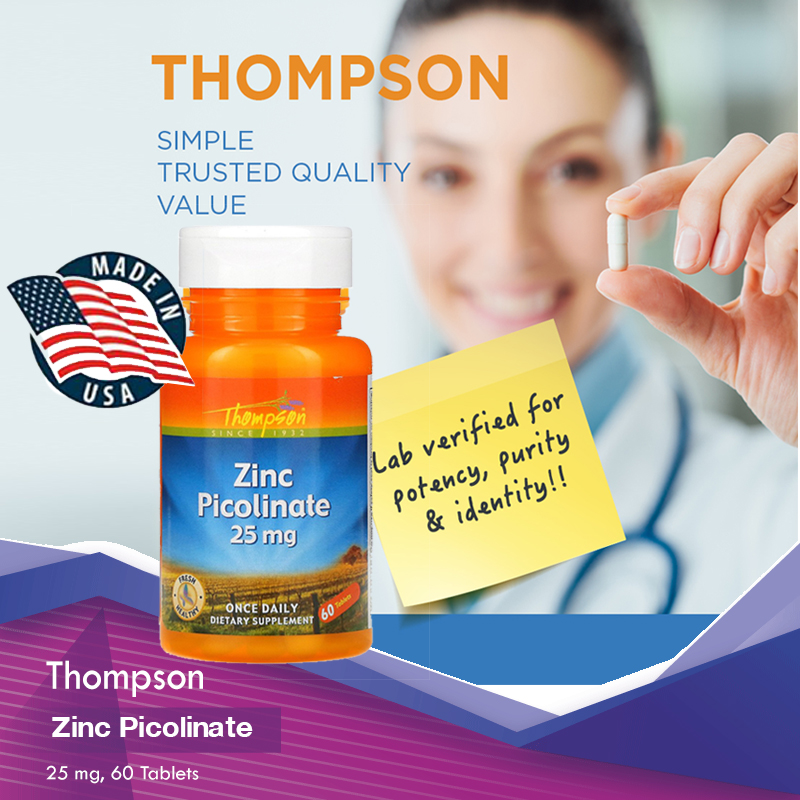 Thompson, Zinc Picolinate, 25 mg, 60 Tablets ซิงค์ พิโคลิเนต พร้อมส่ง!!