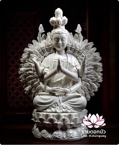 พระโพธิสัตว์กวนอิมพันเนตรพันกร พระแม่กวนอิมพันมือ พระโพธิสัตว์อวโลกิเตศวรพันกร ปางนั่ง ขนาด 18 นิ้ว