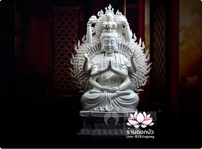 พระโพธิสัตว์กวนอิมพันเนตรพันกร พระแม่กวนอิมพันมือ พระโพธิสัตว์อวโลกิเตศวรพันกร ปางนั่ง ขนาด 21 นิ้ว