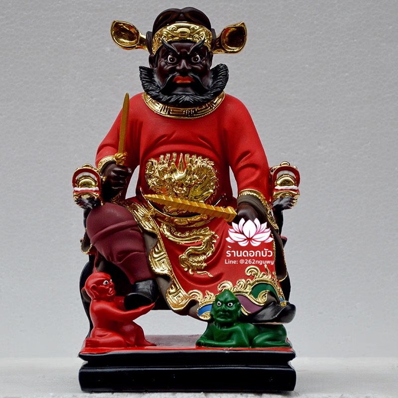 เทพเจ้าจงขุย จงขุยเทียนซือ จงขุยเอี๋ยกง ปางนั่งบัลลังก์มังกร งานเรซิ่น ขนาด 12 นิ้ว