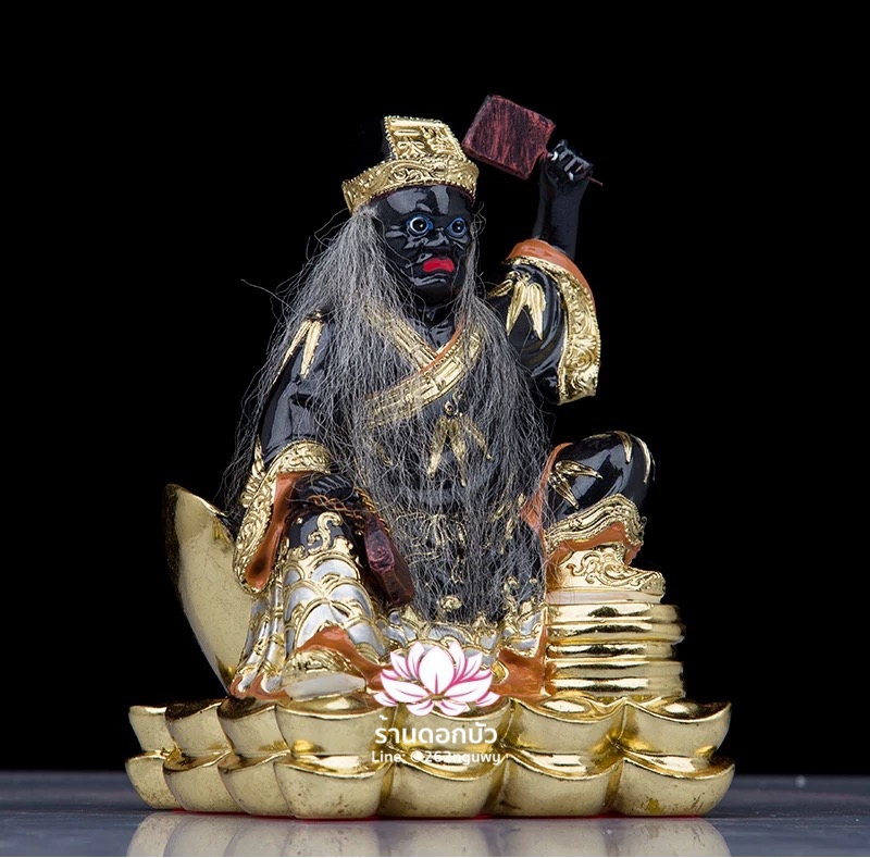 ชิดเอี๋ยโป๊ยเอี๋ย ตั่วแปะหยี่แปะ ยมฑูตขาวดำ ปางนั่งบนก้อนเงิน งานเรซิ่น ขนาด 8 นิ้ว