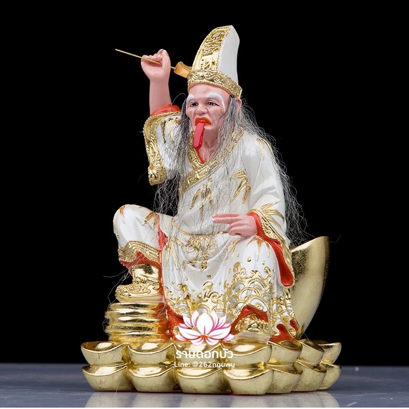 ชิดเอี๋ยโป๊ยเอี๋ย ตั่วแปะหยี่แปะ ยมฑูตขาวดำ ปางนั่งบนก้อนเงิน งานเรซิ่น ขนาด 8 นิ้ว
