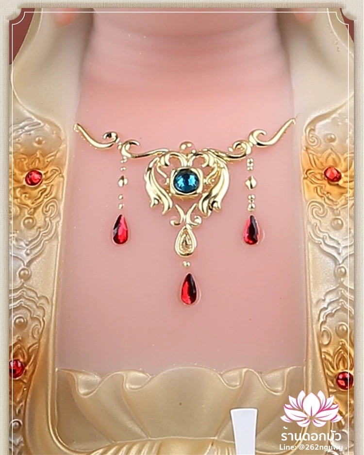 พระโพธิสัตว์กวนอิม พระแม่กวนอิมปางประทานพร ประทับนั่งบนดอกบัว งานหินอ่อน ขนาด 12/16/19 นิ้ว