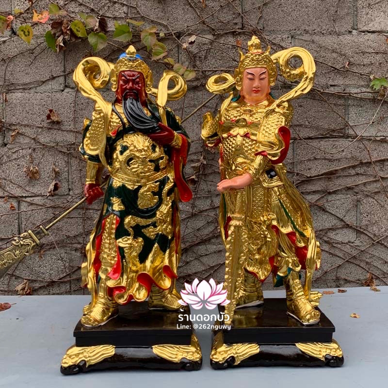 เทพเจ้ากวนอู และพระเวทโพธิสัตว์ (อุ่ยท้อผ่อสัก) งานเรซิ่น ขนาด 24 นิ้ว