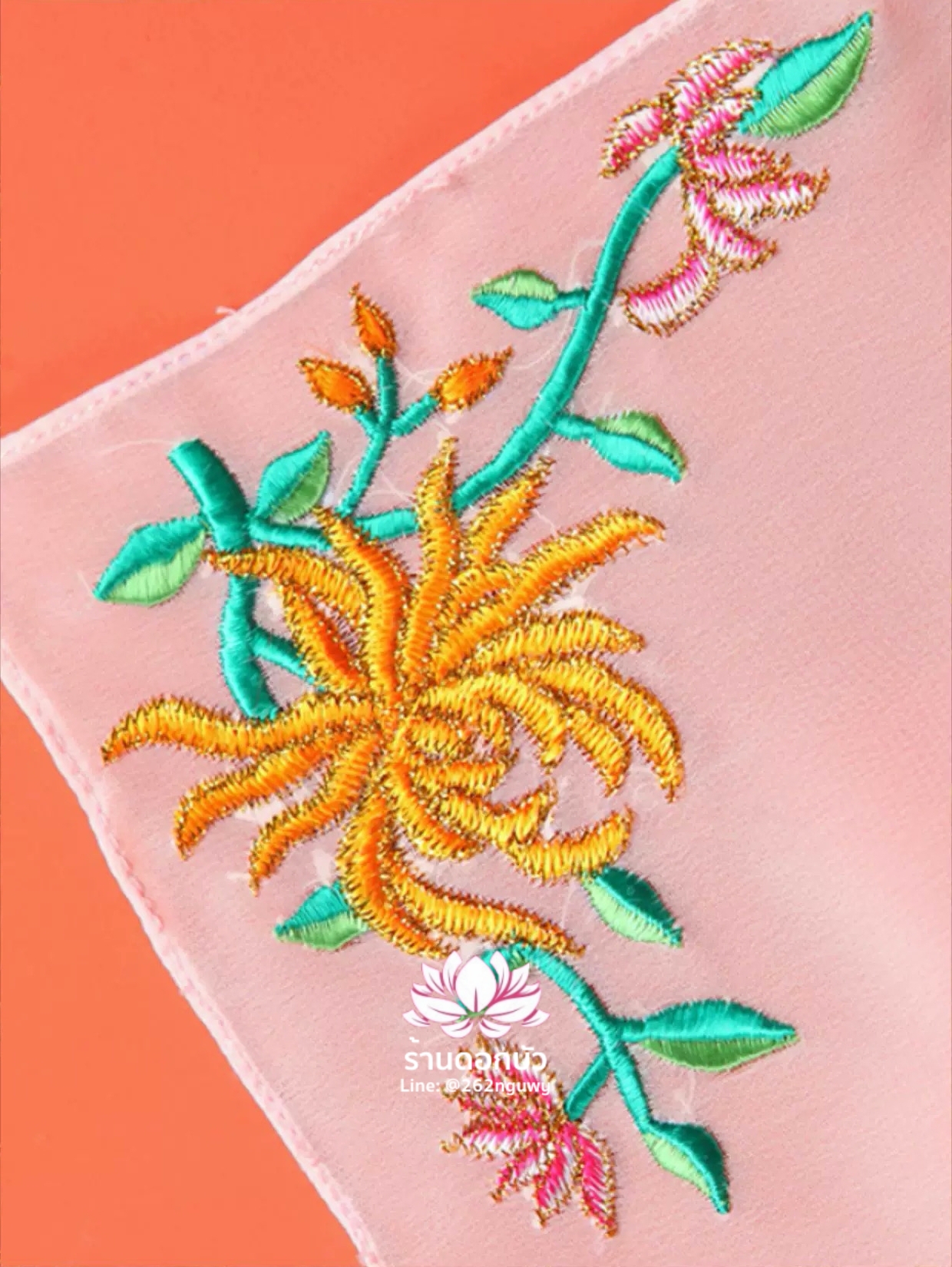 ผ้าเช็ดหน้า ผ้างานปักสำหรับองค์พระกิมซิ้น ผ้าสำหรับเทพธิดา ผ้าสำหรับเทวนารี ผ้าชีฟอง