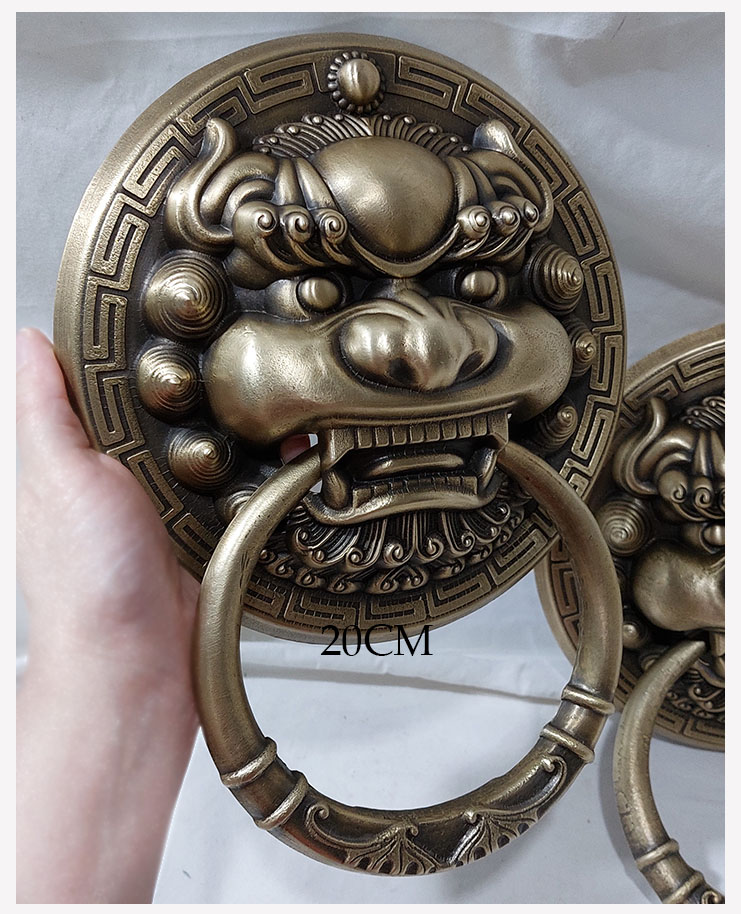 ที่เคาะ มือเคาะ มือดึงประตู หน้าสิงห์ 20cm (ห่วงมีลาย) คู่ละ