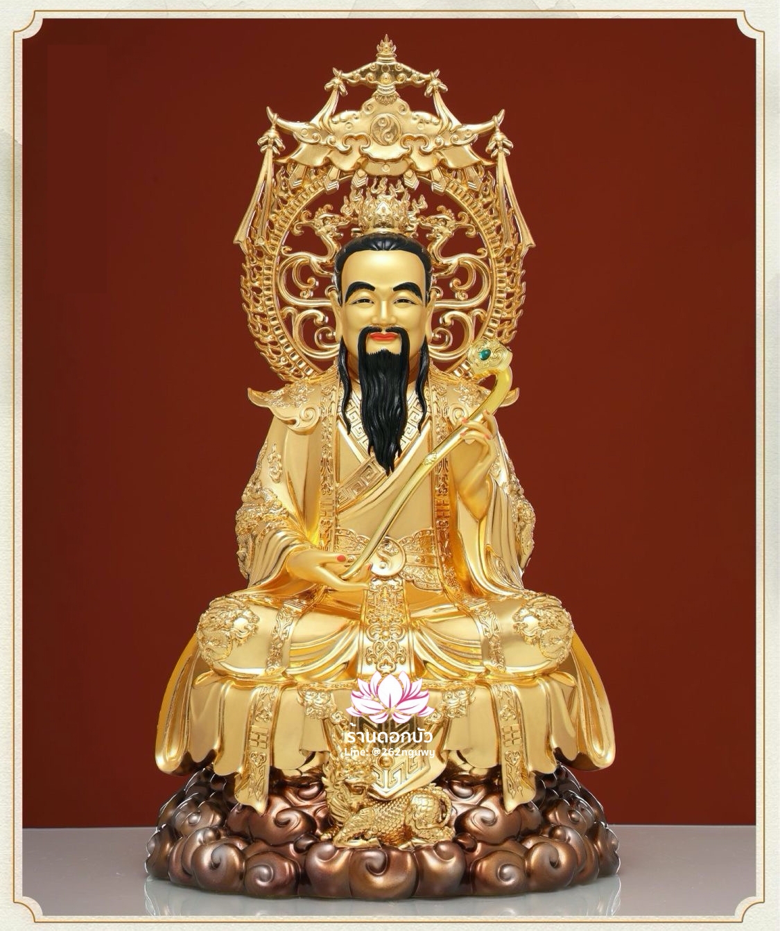 ซำเช้งเต๋าจ้อ โตเต็กเทียนจุน หรือไท่ส่องโล้กุ๊น หง่วนซี่เทียนจุน เล็งโป้เทียนจุน สีทอง งานเรซิ่น ขนาด 12/16/19/26 นิ้ว