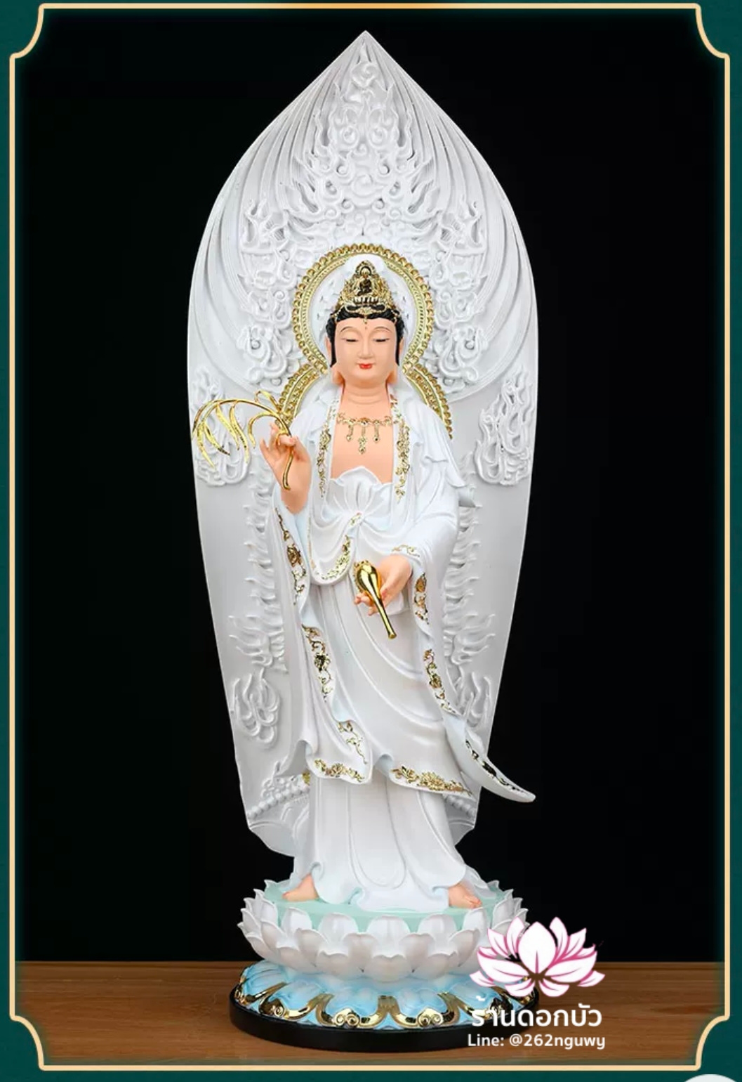 พระพุทธเจ้า (พระยูไล) พระโพธิสัตว์กวนอิม (กวนอิมผ่อสัก) พระมหาสถามปราปต์โพธิสัตว์ (ไต่ซีจี่ผ่อสัก) ปางยืนบนดอกบัว ขนาด 16/19/26/36 นิ้ว