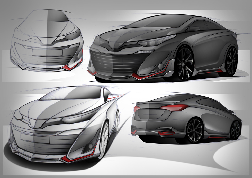 Toyota Yaris ATIV hatchback and sedan bodykits by Amotriz