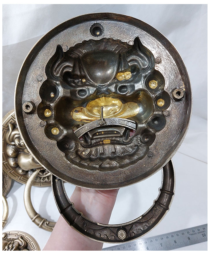 ที่เคาะ มือเคาะ มือดึงประตู หน้าสิงห์ 20cm (ห่วงมีลาย) คู่ละ