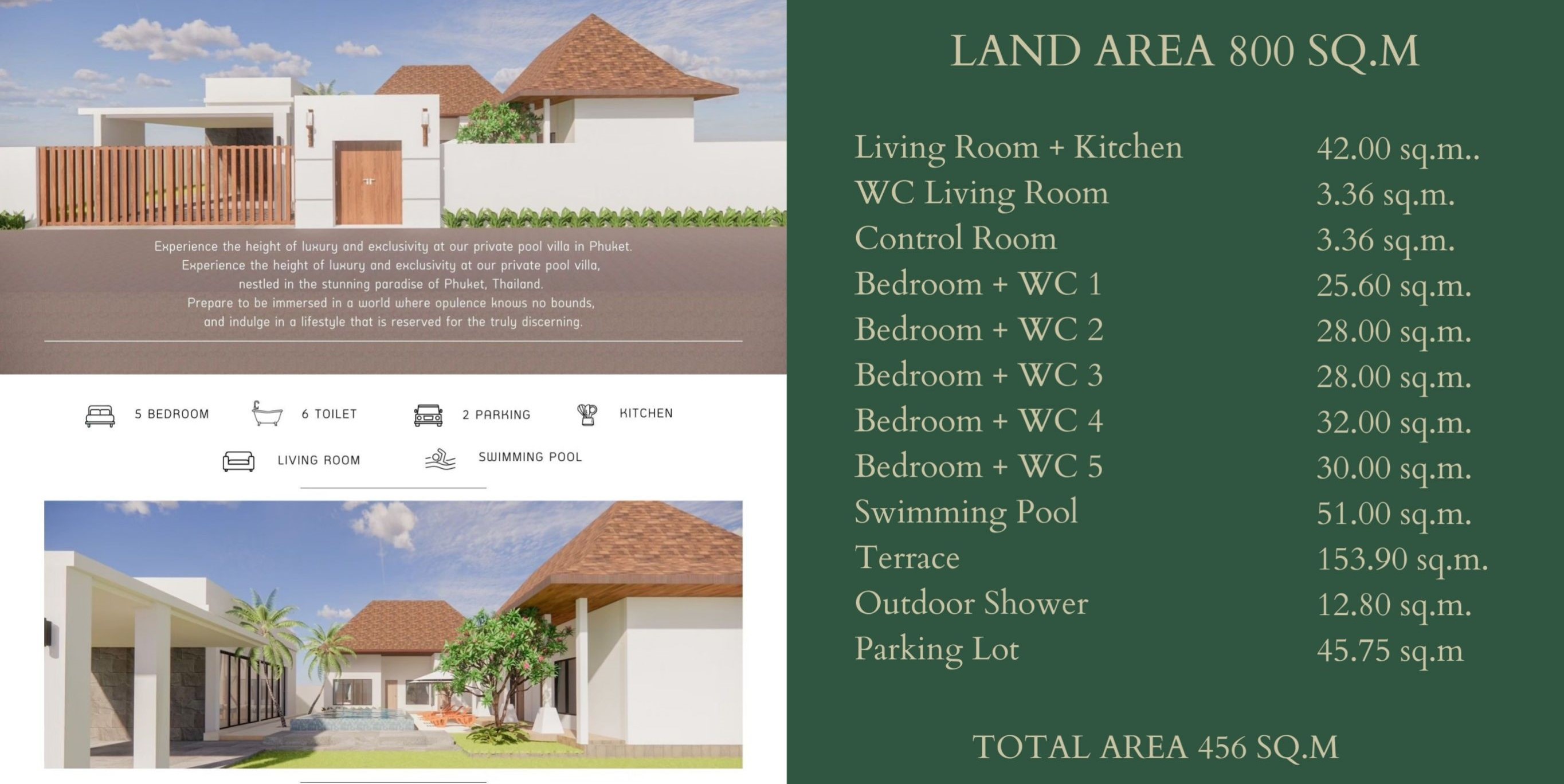 For Rent : Manic-Cherngtalay, Brand New Private Pool Villa, 5 Bedrooms 6 Bathrooms