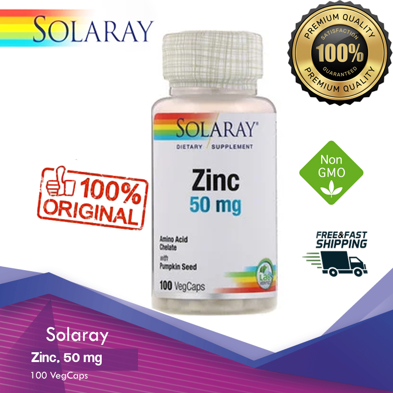 Solaray, Zinc, 50 mg, 100 VegCaps ซิงค์