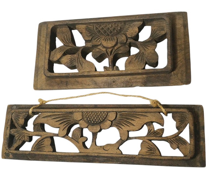 (คู่)ไม้แกะเก่าสไตล์จีน ขนาดเล็ก