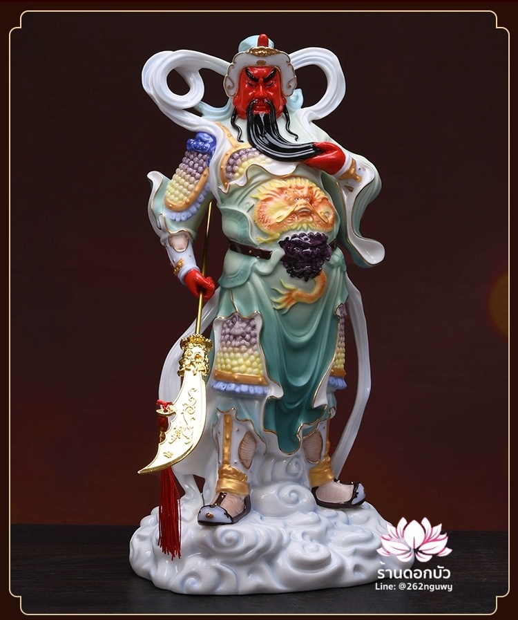 เทพเจ้ากวนอู และพระเวทโพธิสัตว์ (อุ่ยท้อผ่อสัก) ขนาด 14 นิ้ว ลงสีขลิบทอง