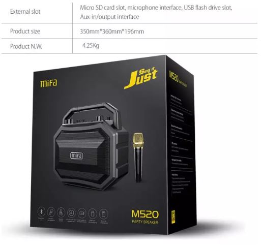 ตู้ลำโพง Mifa ลำโพง Bluetooth พร้อมไมค์ลอย รุ่น M520