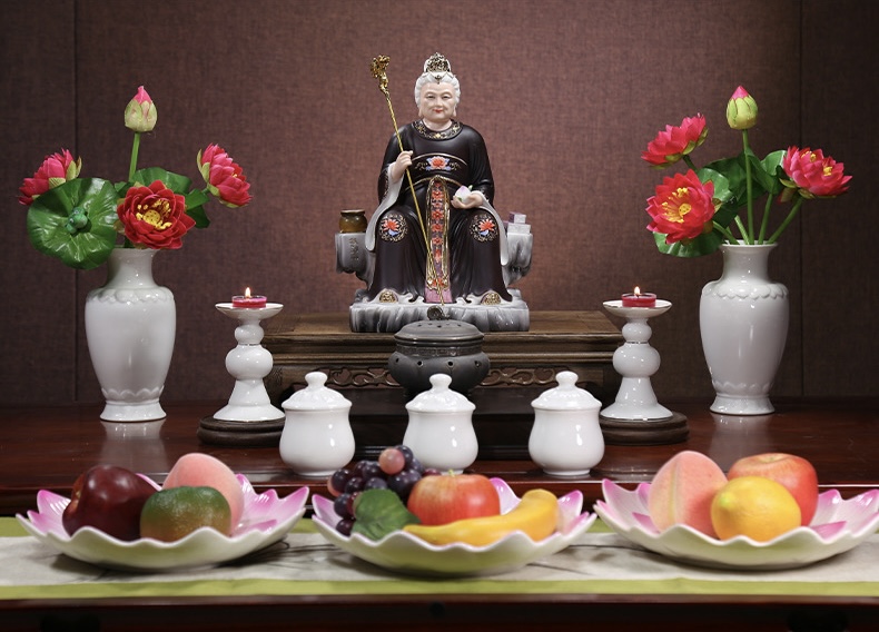 อ๋องโบ้เหนียวเหนียว กิมบ้อหงวนกุน หรือซีหวังหมู่ ปางประทับนั่งบัลลังก์บนภูเขาไท้ซาน ขนาด 12 นิ้ว