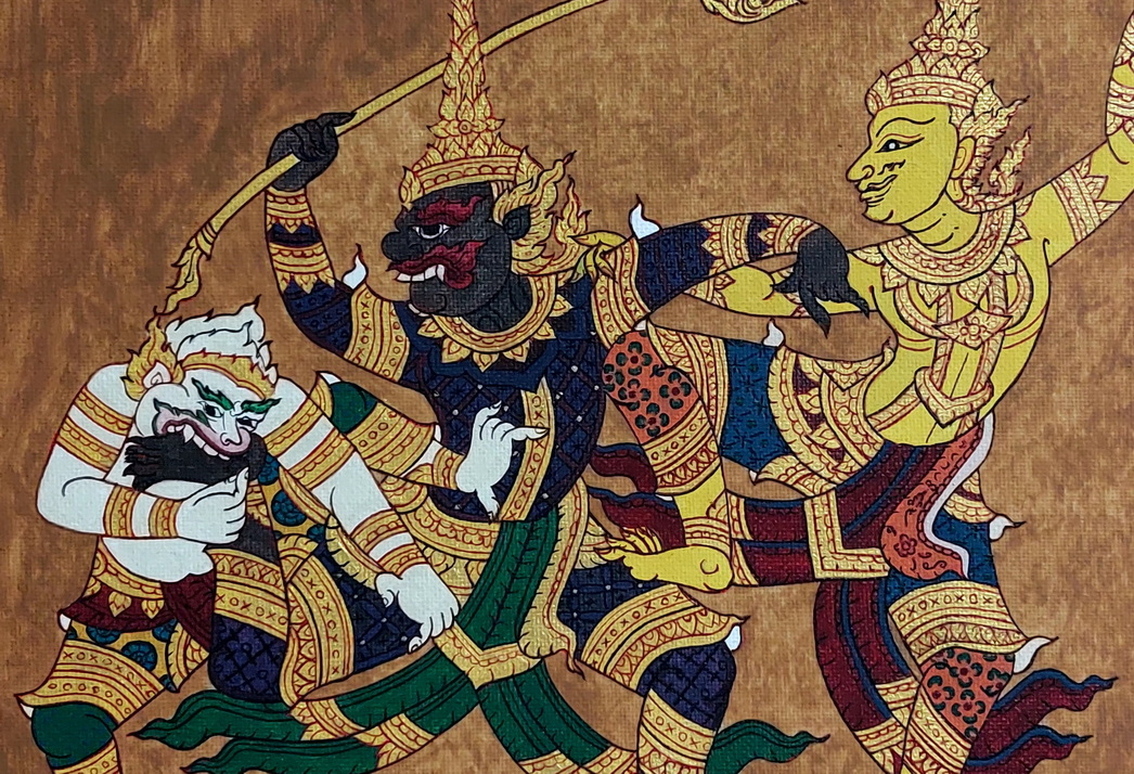 💥SALE!💥ภาพวาดสีอะคริลิค -ภาพจับ รามเกียรติ์