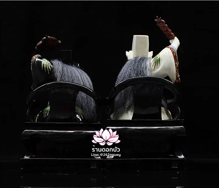 ชิดเอี๋ยโป๊ยเอี๋ย ตั่วแปะหยี่แปะ ยมฑูตขาวดำ ปางนั่งบัลลังก์ งานเรซิ่น ขนาด 12/16 นิ้ว