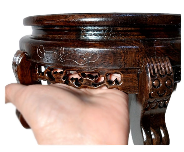 ฐานหรือกี๋ไม้สไตล์จีน ทรงกลม ขาเสือ หน้าท๊อป 20cm ตัวละ