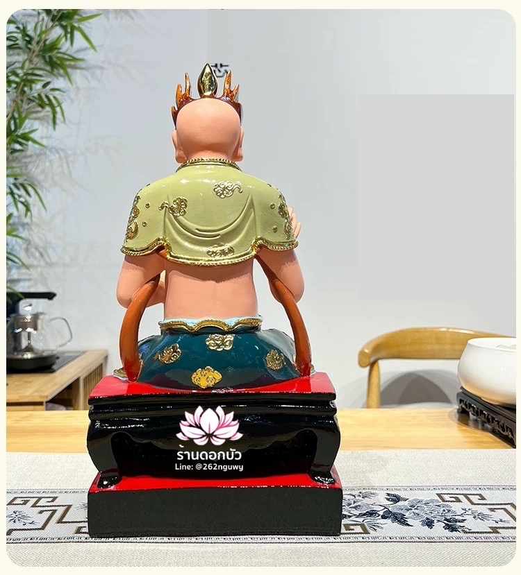 ไต่สือเอี๊ย พ้อต่อกง กวนอิมไต่ซือ เทพเจ้าสายนรก ปางนั่ง งานเรซิ่น ขนาด 16 นิ้ว