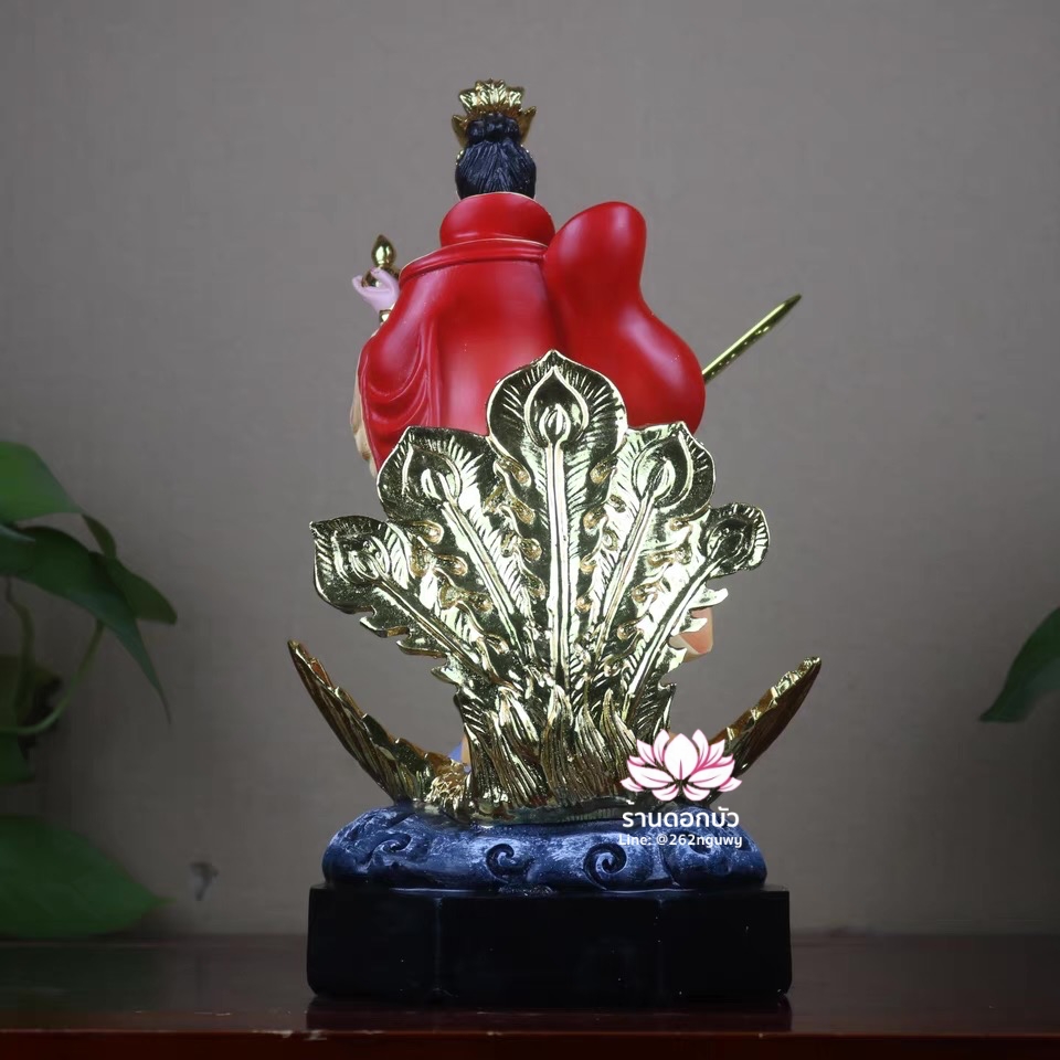 กิ่วเที้ยนเฮี่ยนลื้อ กิวเทียงเหี่ยงนึ่ง จิ่วเทียนเสวียนนี่ ปางยืนบนหงส์บริวาร งานเรซิ่น ขนาด 12 นิ้ว