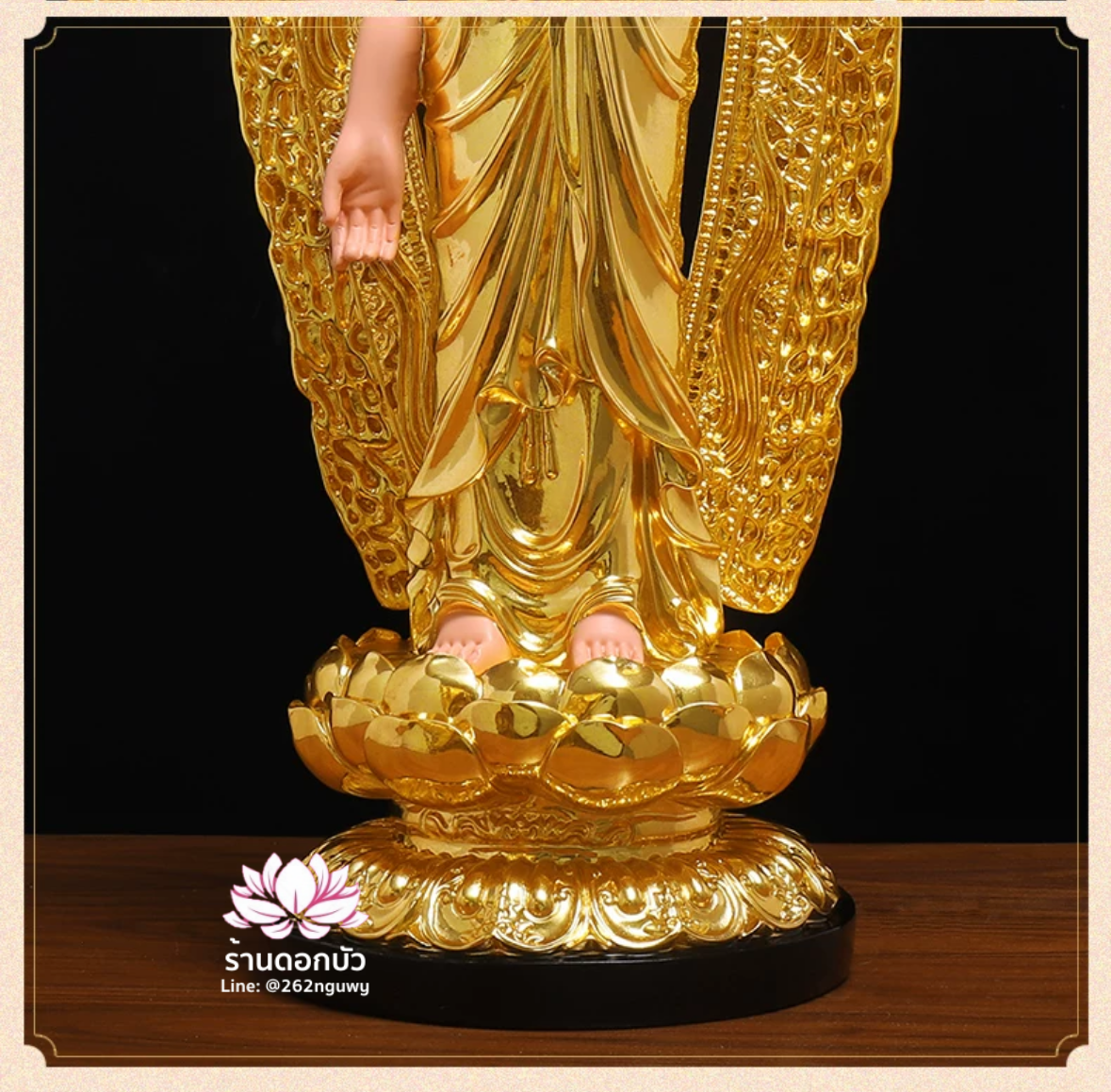 พระพุทธเจ้า (พระยูไล) พระโพธิสัตว์กวนอิม (กวนอิมผ่อสัก) พระมหาสถามปราปต์โพธิสัตว์ (ไต่ซีจี่ผ่อสัก) ปางยืนบนดอกบัว ขนาด 16/19/26/36 นิ้ว