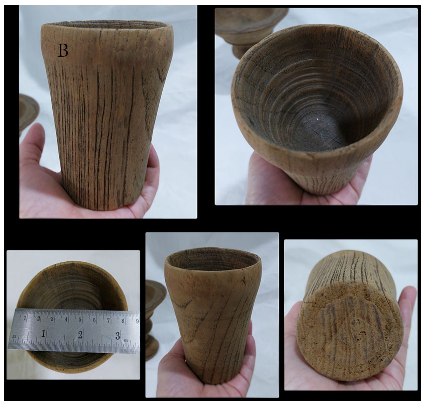 งานไม้เก่า2ชิ้น -พานและถ้วยไม้สัก ขนาดเล็ก ขายรวม