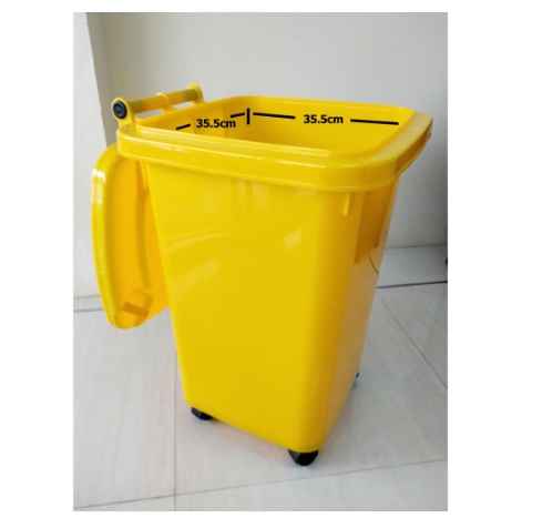 ถังขยะ 60 ลิตร ฝาเรียบ มีล้อ