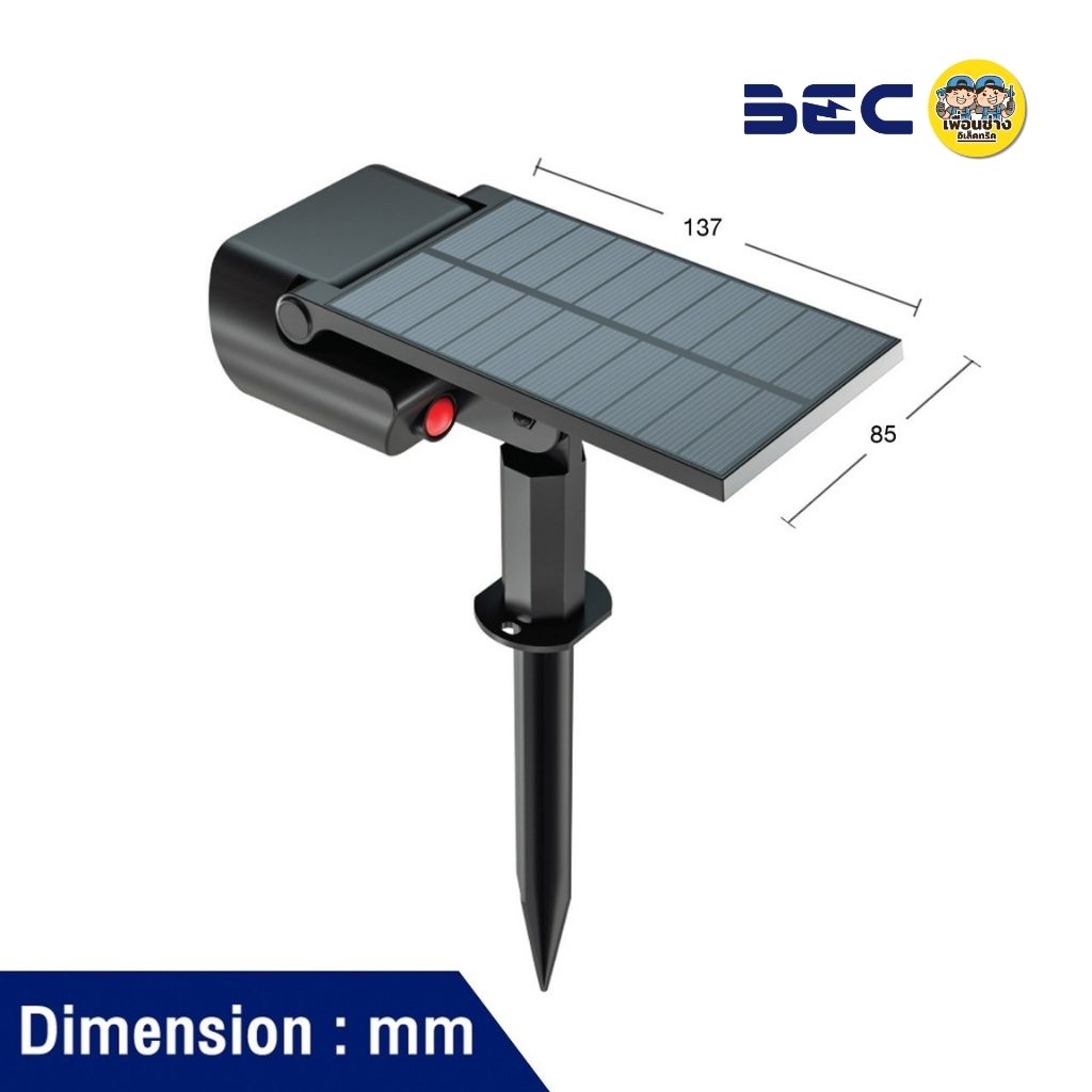 BEC โคมไฟปักดิน LED Solar รุ่น OWL-1-BK 15w แสงวอร์ม สำหรับติดพื้น ไฟสนาม ปักหญ้า โคมปักดิน กันน้ำกันฝุ่น IP65