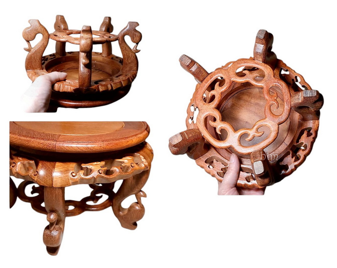 ฐานหรือกี๋ไม้สไตล์จีน ทรงกลม ขานก