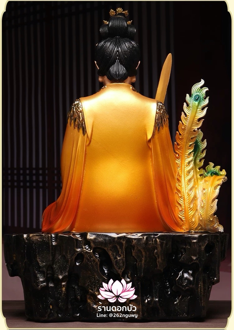 กิ่วเที้ยนเฮี่ยนลื้อ กิวเทียงเหี่ยงนึ่ง จิ่วเทียนเสวียนนี่ ปางนั่งบัลลังก์พร้อมหงส์บริวาร งานเรซิ่น ขนาด 12/16/19 นิ้ว