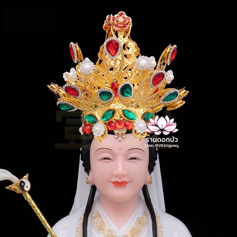 หมวกเทพเจ้าฝ่ายหญิง หมวกเทพนารี หมวกเทวนารี หมวกพระโพธิสัตว์กวนอิม หมวกพระจีน หมวกกิมซิ้น