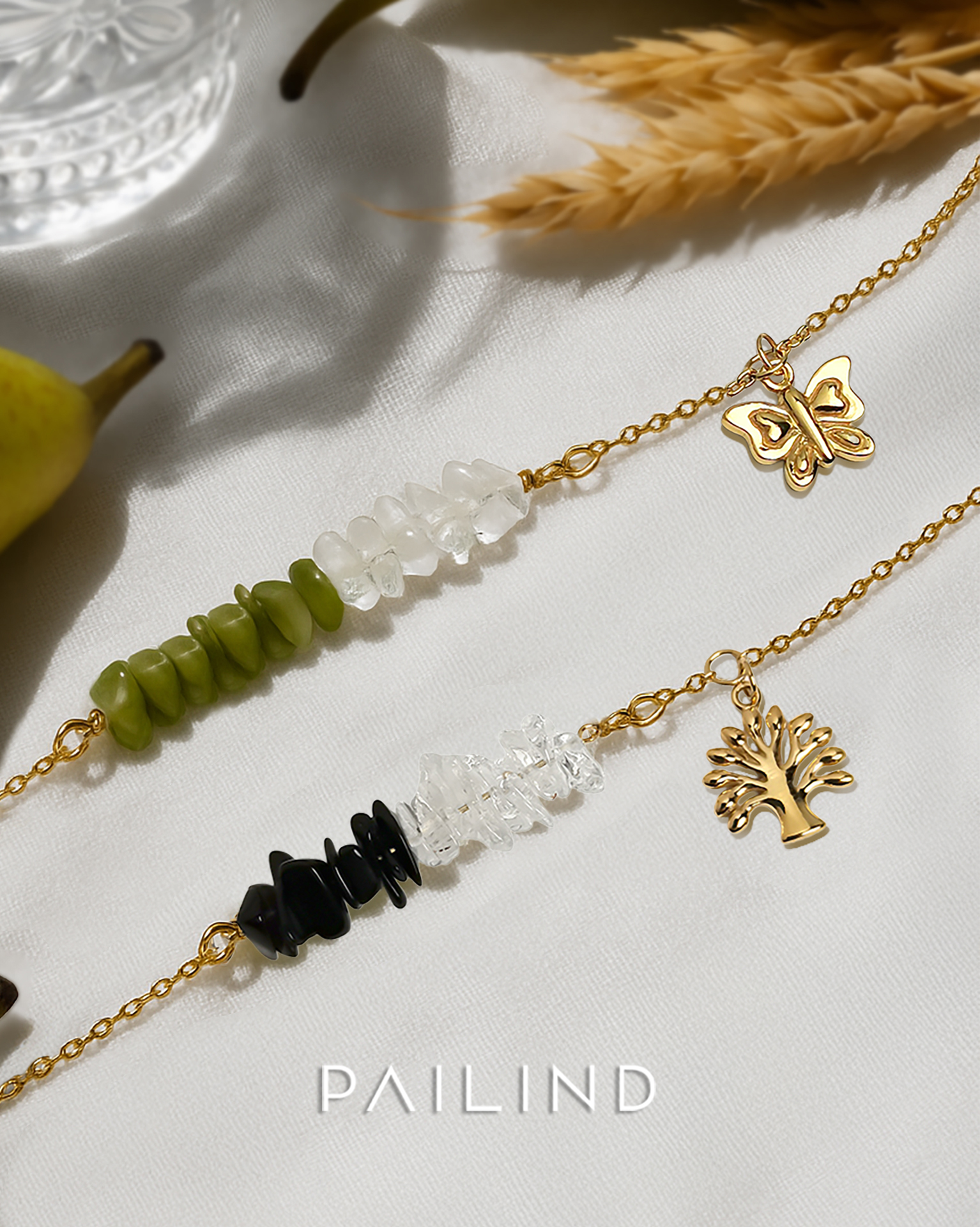 สร้อยข้อมือเงินแท้925 ประดับหินมงคล 2แบบ 2สไตล์ พร้อมจี้ Charm สื่อความหมาย ชุบทอง1ไมครอน