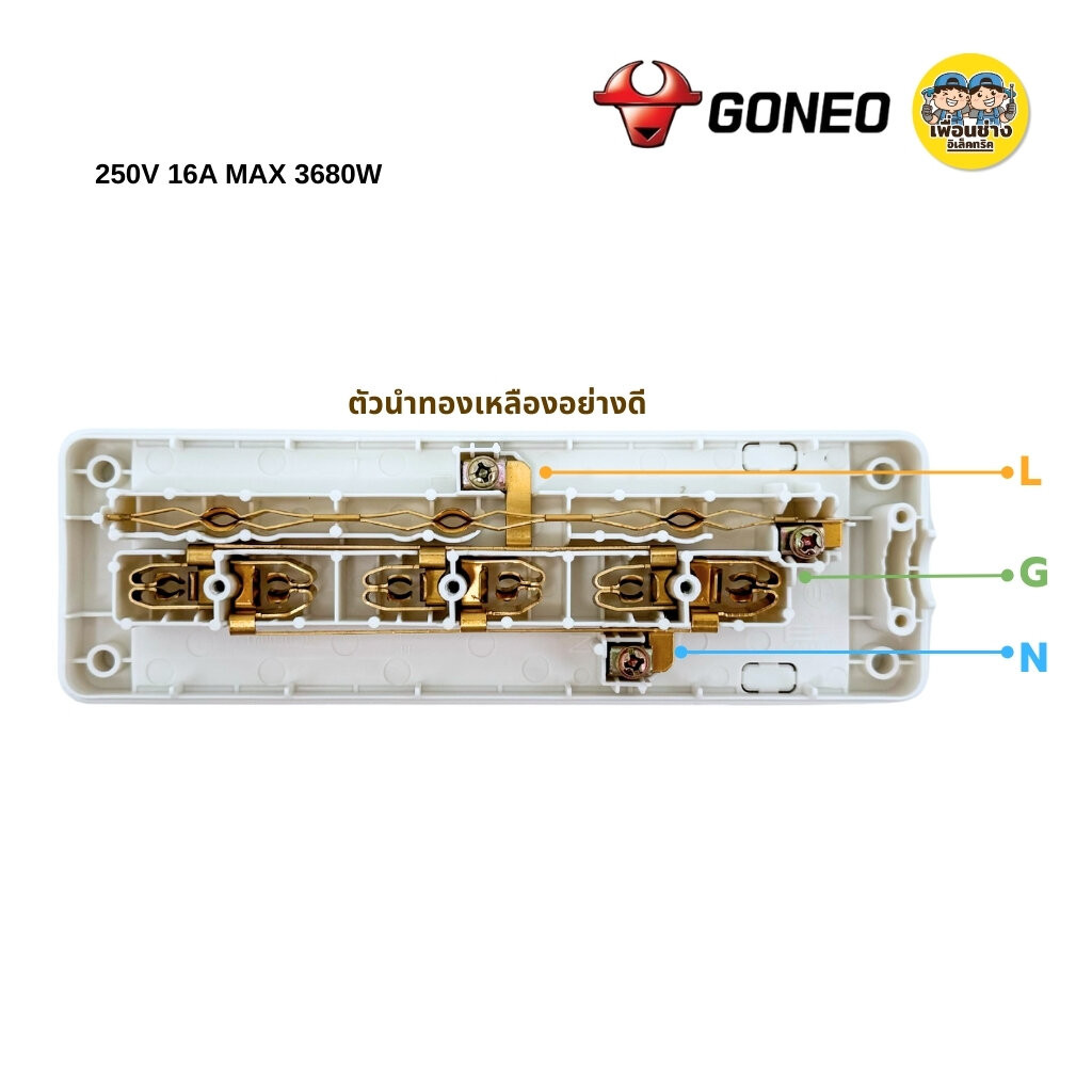 GONEO ปลั๊กลอยไร้สาย 3ช่อง รุ่น TW0030 ปลั๊ก3ช่อง ปลั๊กไฟลอย เต้ารับ ปลั๊กสามขา