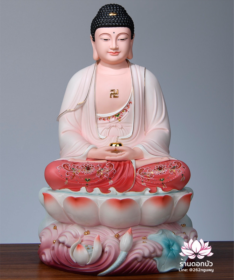 พระพุทธเจ้า (พระยูไล) พระโพธิสัตว์กวนอิม (กวนอิมผ่อสัก) พระกษิติครรภโพธิสัตว์ (ตี่จั่งอ๊วงผ่อสัก) และพระศรีอริยเมตไตรย (หมีเล่อฝอ) ขนาด 12/16/19 นิ้ว