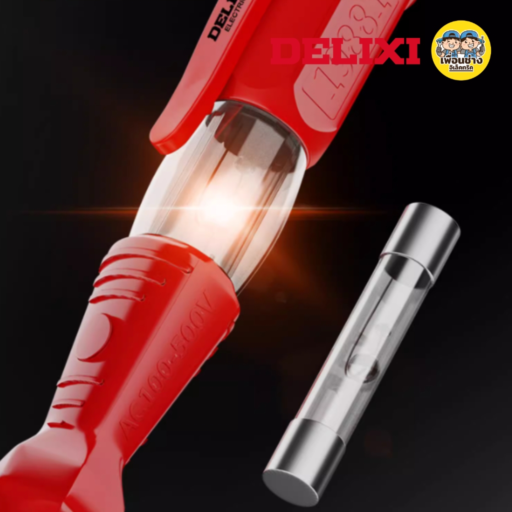 DELIXI 2040 ไขควงทดสอบไฟฟ้า ไขควงวัดไฟ ไขควง เช็คแลมป์ วัดแรงดัน 100-500V