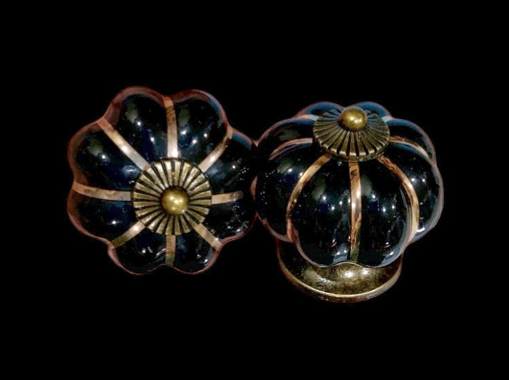 (คู่)ปุ่มจับ มือจับเซรามิกรูปทรงฟักทอง 4cm