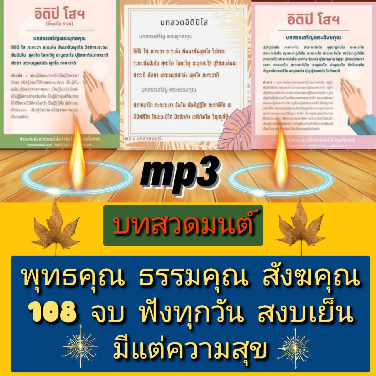 [พรเทวะ] แฟลชไดร์ฟ Mp3 บทสวดมนต์ พุทธคุณ ธรรมคุณ สังฆคุณ 108 จบ ฟังทุกวัน สงบเย็น มีแต่ความสุข ใช้กับเครื่องเล่น USB/mp3 ทุกชนิดหรือเปิดฟังในรถยนต์เปิดในคอมพิวเตอร์ได้ *** สามารถ โหลดใส่มือถือ ฟังได้ ** เปิดในคอมพิวเตอร์ได้ USB-MP3 คือ แฟลชไดร์ฟที่ลงเพลงแ