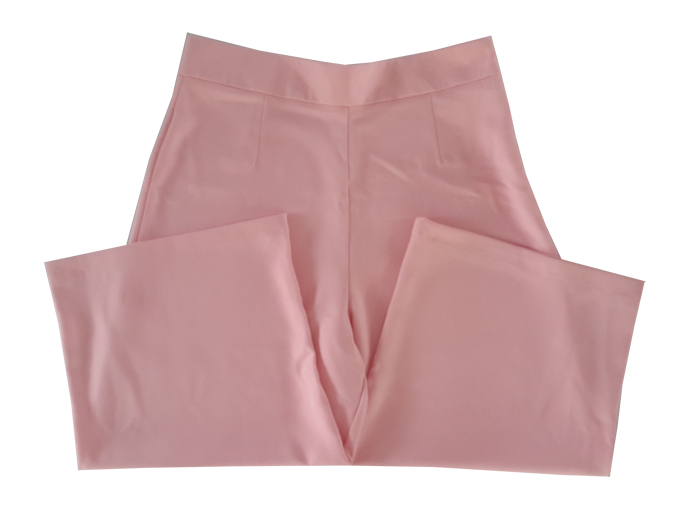 กางเกงขาบาน5ส่วน ผ้าฮานาโกะ ซิปซ้าย ไม่มีกระเป๋า สีชมพู Size 2XL 3XL