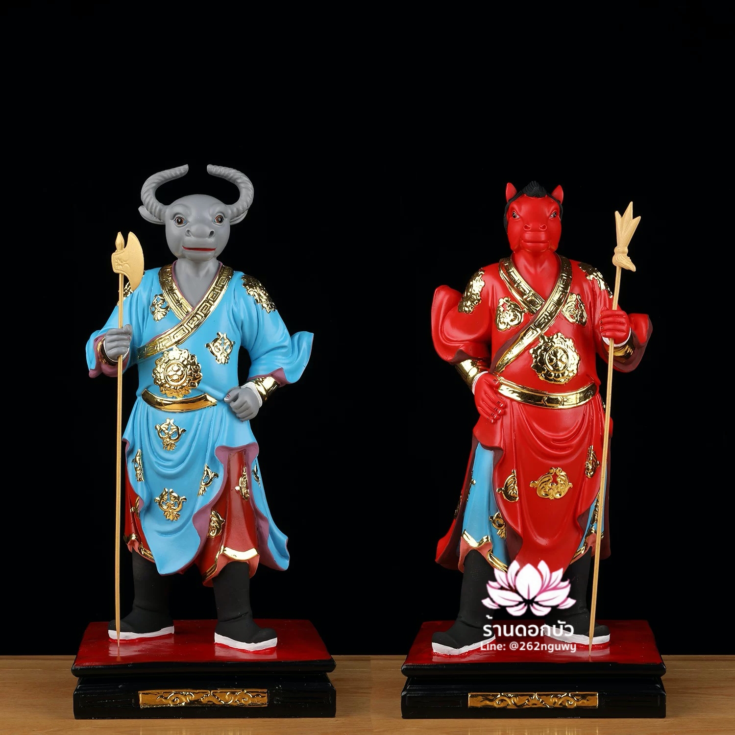 ยมบาลหัววัวหัวม้า ยมทูตหัววัวหน้าม้า งานเรซิ่น ขนาด 12/16 นิ้ว