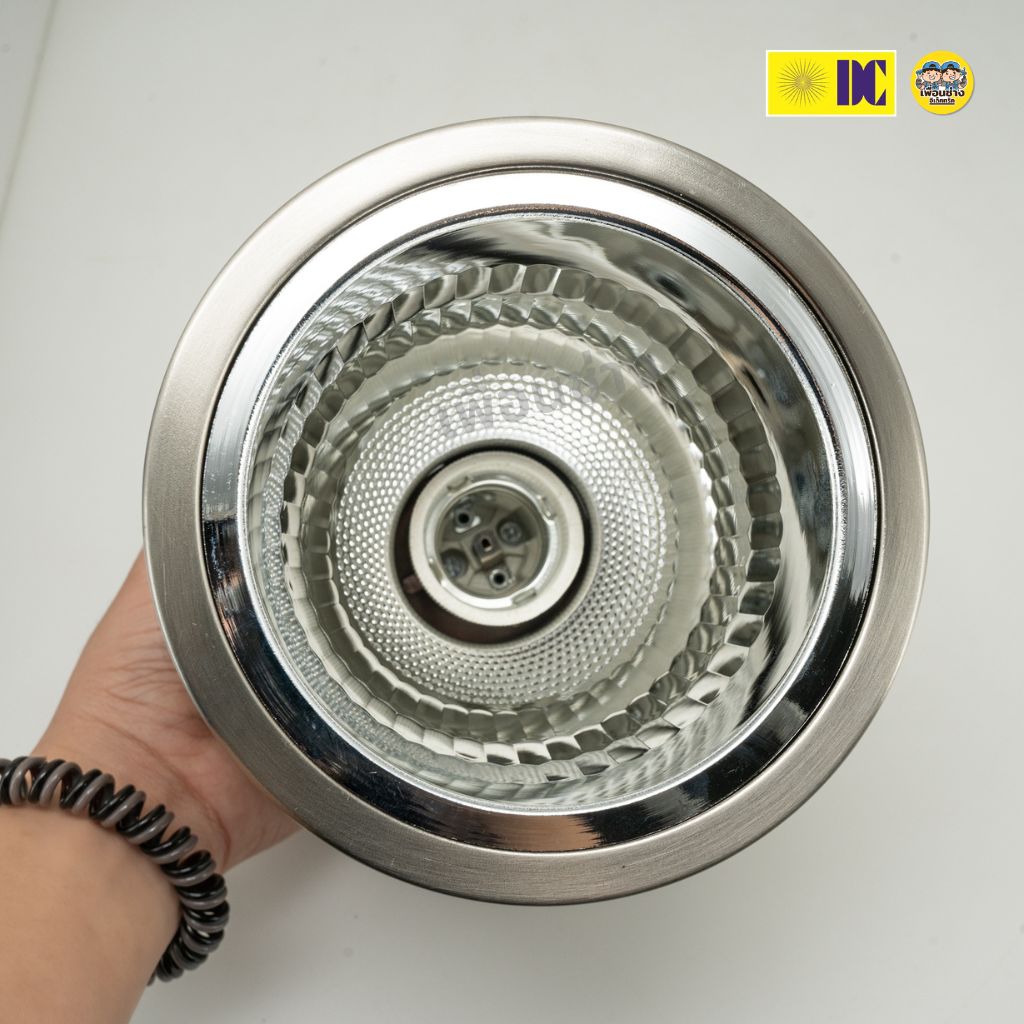 ยี่ห้อ DC โคมไฟดาวน์ไลท์ โคมกระป๋อง สแตนเลส ขั้ว E27 Downlight ดาวน์ไลท์ ติดลอย 4” และ 6” โคมเพดาน ไม่รวมหลอดไฟ