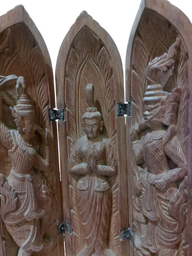 ตลับพับไม้แกะศิลป์พม่า-รามเกียรติ์ สูง31cm