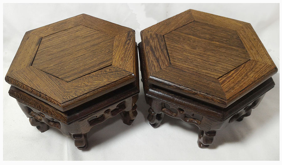 ฐานหรือกี๋ไม้ศิลปะจีน-หกเหลี่ยม 12cm