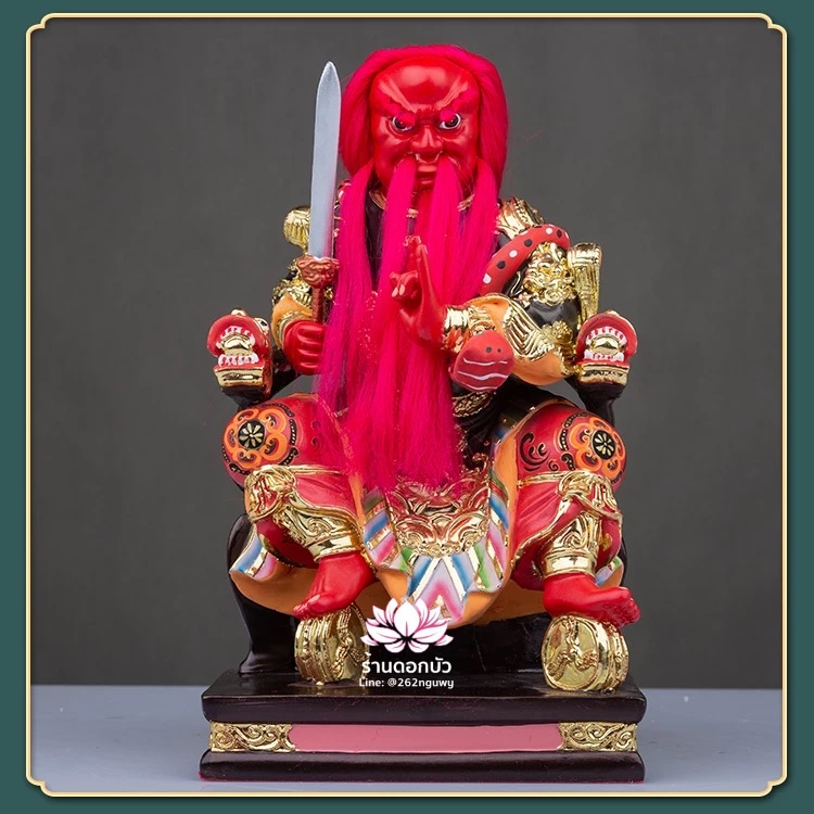 หวดจูเซ่งกุ๊น 3 พี่น้อง ฮวบจู่กง หรือ เตียวกงเสงกุ้น เชี่ยวกงเสงกุน (เขียว) และอั่งกงเสงกุ้น (แดง) ขนาด 12 นิ้ว