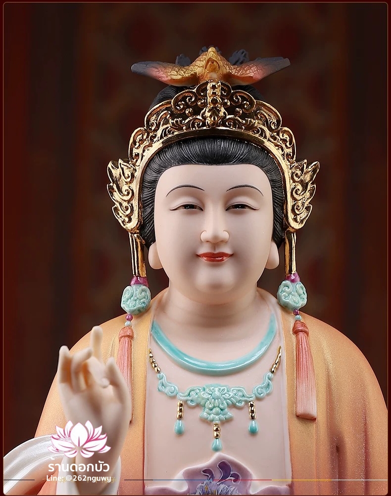 ตี่บ้อเนี่ยเนี้ย ตี่บ้อเหนียวเหนียว พระแม่ธรณีจีน ปางประทับนั่งบัลลังก์ งานกระเบื้องฮกเกี้ยนคุณภาพสูง ขนาด 12 นิ้ว