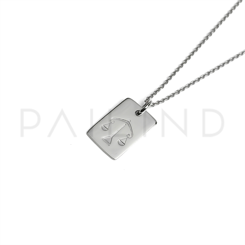 จี้เงินแท้ 925 ดีไซน์ป้ายแท็กลายตราชั่ง ราศีตุลย์ มินิมอล