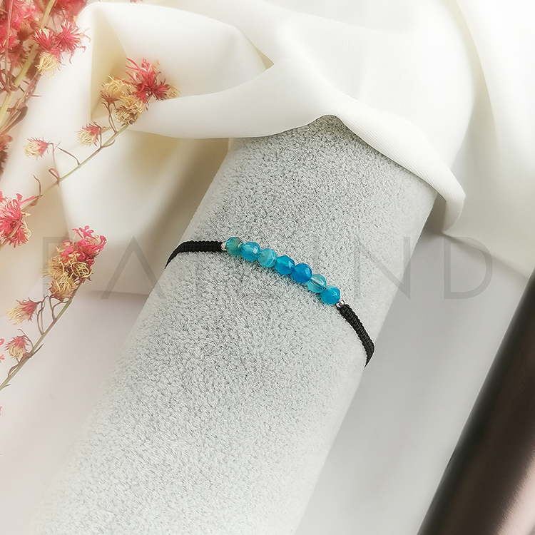 สร้อยข้อมือเชือกถักแฟชั่น พลอย BLUE AGATE