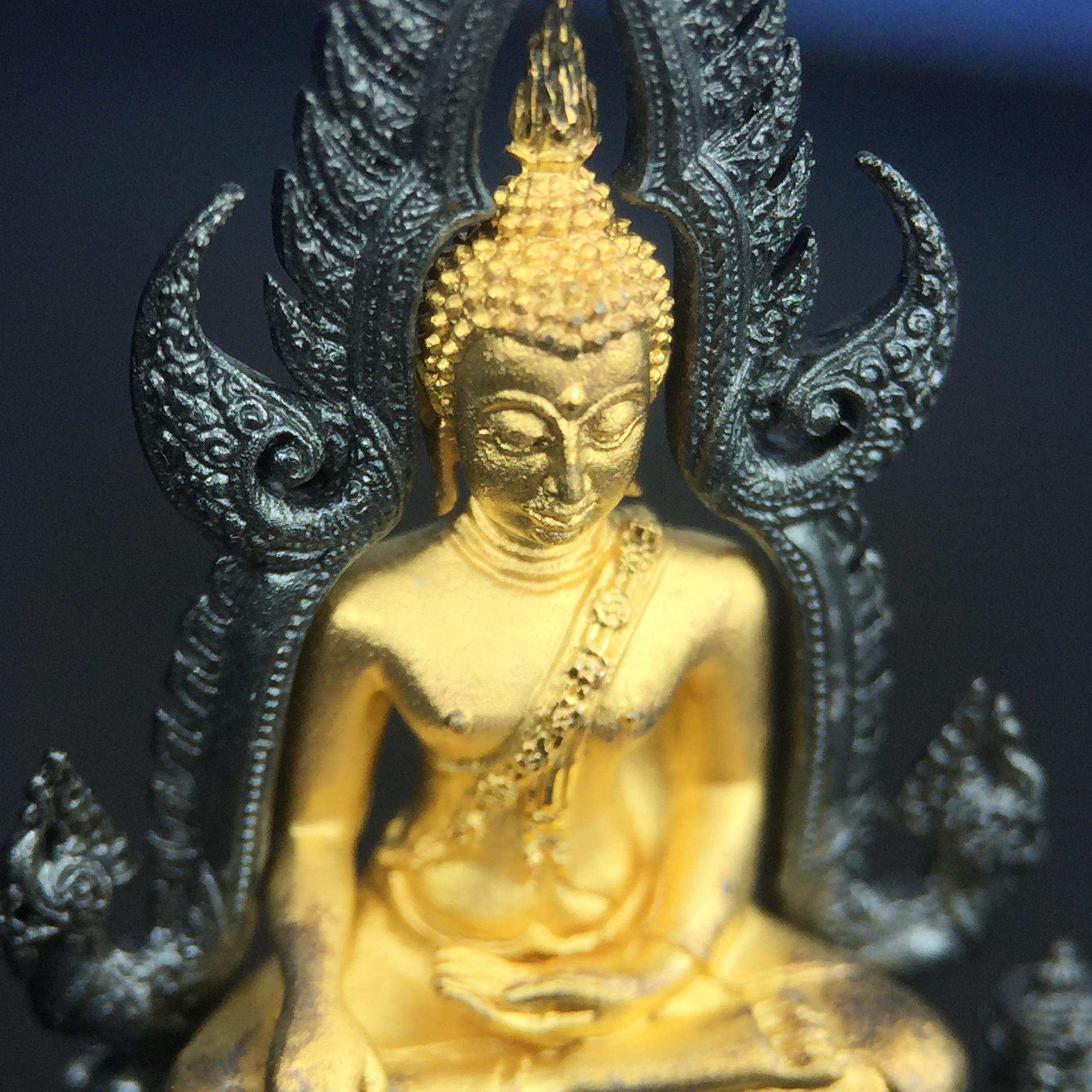 พระพุทธชินราช ภปร. โครงการ เพราะแผ่นดินนี้คือแผ่นดินเกิด เนื้อเงินชุบทองคำซุ้มรมดำ ปี2551 ขนาดหน้าตัก1/2นิ้ว(3.5*2.5 ซม.) (สวยงามหายาก)1ใน 5000 องค์